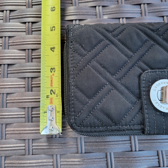 Vera Bradley Black Quilted Wallet Multi Functional Silver Clasp Zipper - Picture 8 of 9
